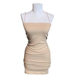 URBAN OUTFITTERS OUT FROM UNDER Ribbed Bodycon Mini Dress Size M Beige Stretchy